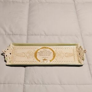 Elegant Cream and Green Decorative Tray